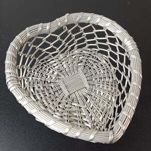 Woven Metal Heart Basket - Silver Home Accent
